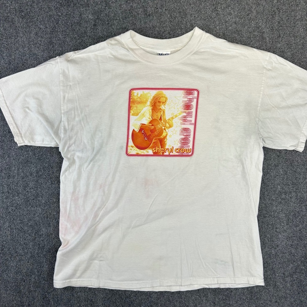 Vintage Sheryl Crow 2003 Concert Tour T-Shirt White XL M&O Knits Double Sided